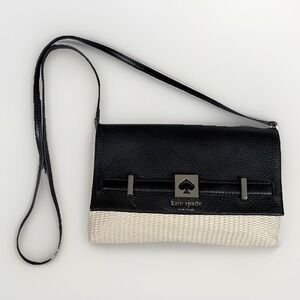 KATE SPADE Houston Street Loula Straw Leather Luxury Designer Crossbody Bag EUC